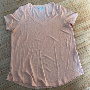 Athleta L Breezy Scoop V Tee Modal T-Shirt Size Large Sunset Glow Orange Peach